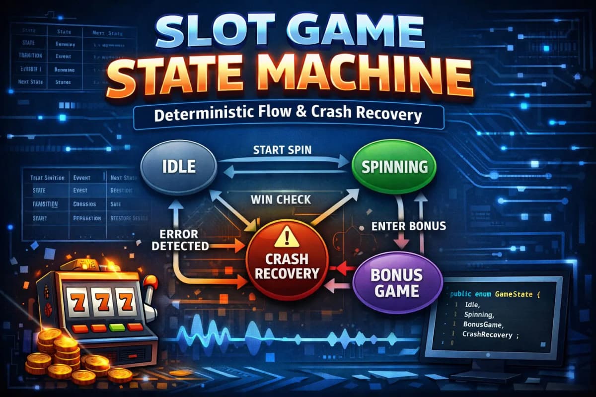 State Machine Design for Slot Games — Managing Game States: Idle → Spin → Evaluate → Bonus